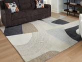 Prime Furniture - Ashley Furniture - Edrickhill Rug - 5' x 7' Rug / Grayish Teal/Taupe/Cream - R407122